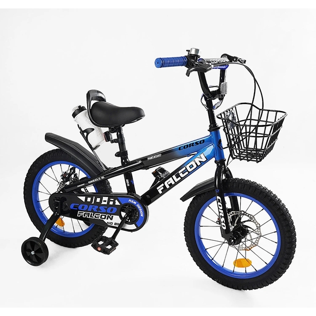 Дитячий велосипед 16 ST Corso «FALCON» FL-16415, дискові гальма, чорно-синій фото westvelo.com
