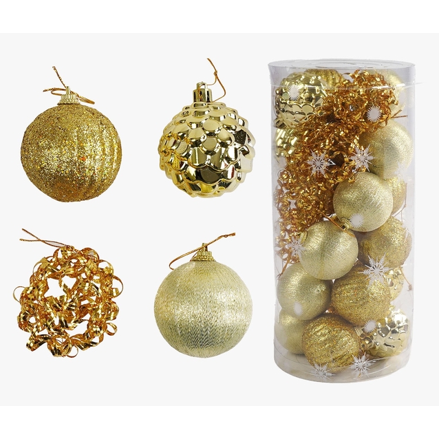 Новорічні прикраси 24 шт, кульки, D = 6 см, в слюді (C 67414) фото westvelo.com