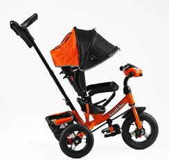 Дитячий велосипед 3-х колісний з батьківською ручкою, з дашком, надувні колеса Best Trike 3390/41-730 помаранчевий