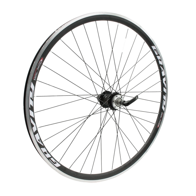 Колесо 28-29 зад, обід 2-ний чорний, втулка AL. SHUNFENG (SF-А262R) касета (8-10S), диск 6 болтів, ексцентрик, чорна спиця фото westvelo.com