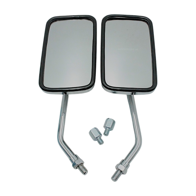 Дзеркало заднього виду прямокутні, хром (M8/10) фото westvelo.com