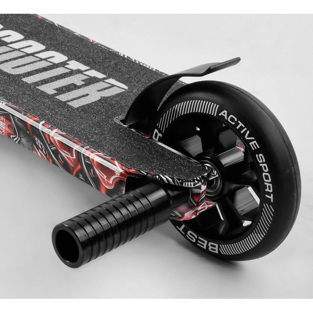 Самокат трюковий Best Scooter «SKULLS» BS-77488 чорно-червоний, HIC-система, пеги, AL диск та дека, колеса PU Ø110mm, ширина керма - 60 см фото westvelo.com
