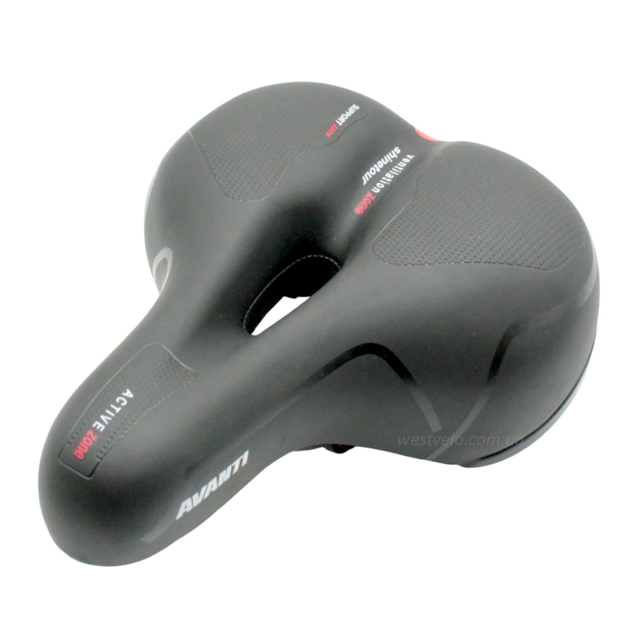 Сідло на демпферах з отвором AVANTI А-38 червоне, м'яке з катафотом фото westvelo.com