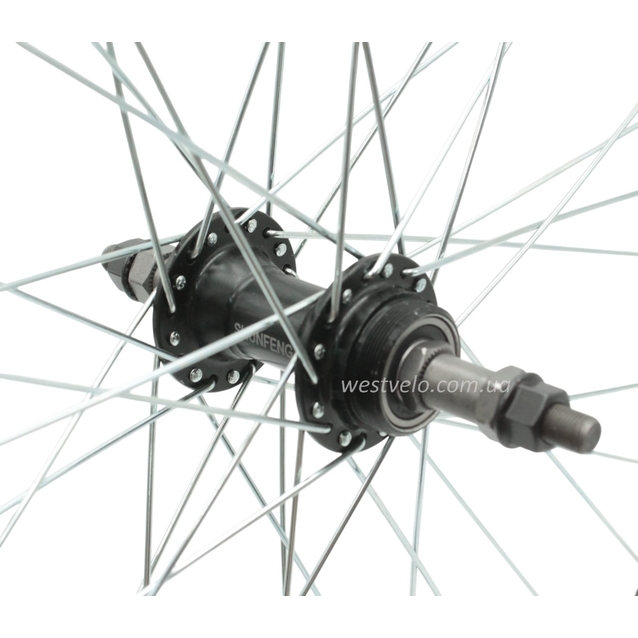 Колесо 26 зад, обід 2-ний чорний, втулка AL на промах біла (Gravity) фото westvelo.com