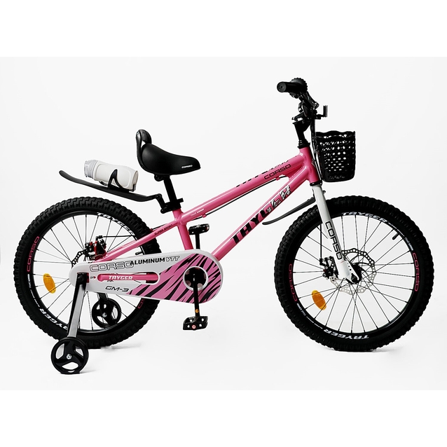 Дитячий велосипед 20 AL Corso «TAYGER»  TG-20574 алюмінієва рама, дискові гальма, рожевий фото westvelo.com
