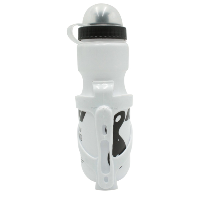 Фляга 650ml. пластмасова біла + фляготримач пластик фото westvelo.com