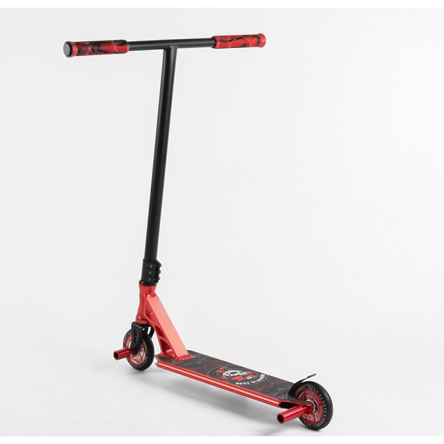 Самокат трюковий Best Scooter «SNAKE-SKULL» 46409 червоний, HIC-система, пеги, AL диск та дека, колеса PU Ø110mm, ширина керма - 60 см фото westvelo.com