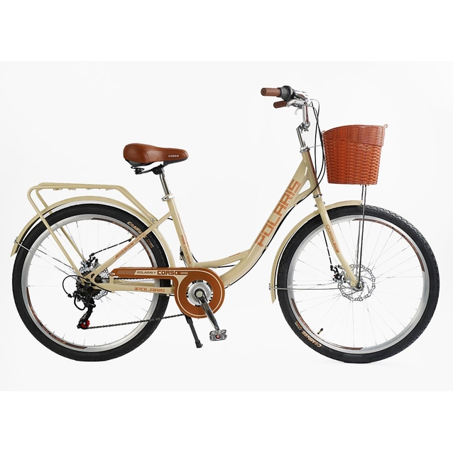 Міський велосипед 26 ST Corso «POLARIS» PS-72411 сталь 16,5", (к-т SHIMANO) бежевий (+к/к/б) фото westvelo.com