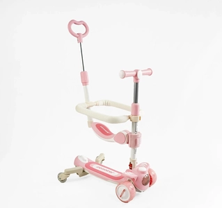 Самокат 5в1 Skyper RT-10247, колеса PU125х40мм зі світлом, укр озвучування та підсвічування платформи, біло-рожевий