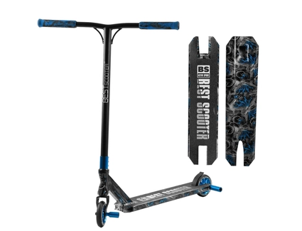 Самокат трюковий Best Scooter «SKULLS» BS-77566 чорно-синій, HIC-система, пеги, AL диск та дека, колеса PU Ø110mm, ширина керма - 60 см