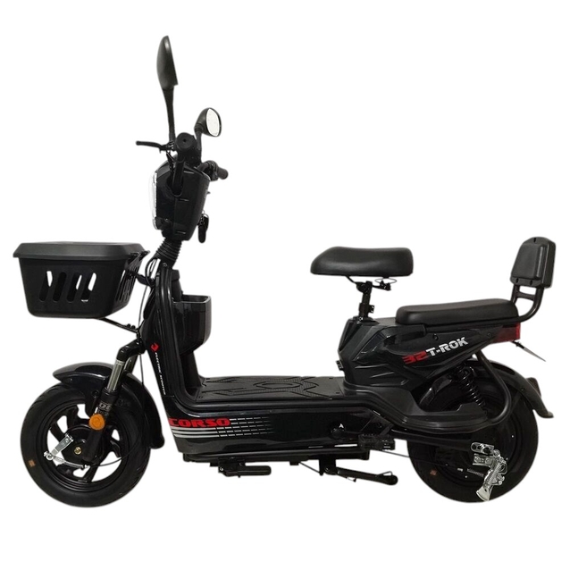 Електроскутер Corso «T-ROK32» TR-010540, двигун 500W, акумулятор 48V/20Ah свинцево-кислотний, чорний, колеса 14" фото westvelo.com