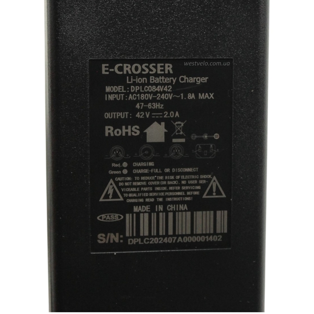 Зарядний пристрій (42V 2Ah) (DPLC084V42), для Li-ion акумуляторів фото westvelo.com