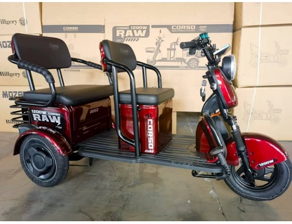 Трицикл Corso «RAW» RW-756698, двигун 1200W, акумулятор 72V 23Ah графеновий, червоний + 1 ящик. акум, колеса 10"