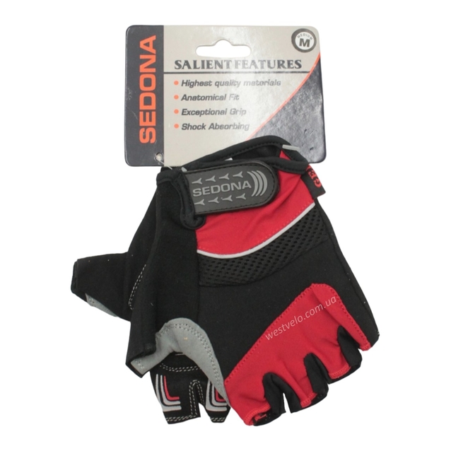 Рукавиці "M" SEDONA GEL чорно-червоні фото westvelo.com