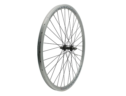 Колесо 28-29 перед, обід 2-ний сірий, втулка ST. на віночках чорна, чорна спиця