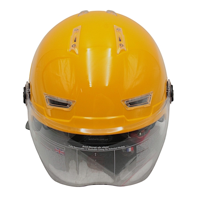 Мото шолом, відкритий (M-XL) "DAVID" D316, жовтий глянцевий (ABS) фото westvelo.com