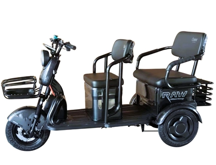 Трицикл Corso «RAW PRO» RL-312190, двигун 1200W, акумулятор 72V 24Ah літій-залізно-фосфатний, графітовий + 1 ящик. акум, колеса 10"