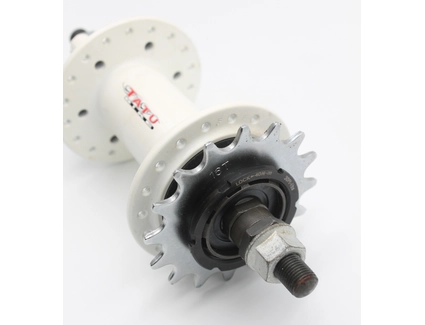 Втулка задня, (AL) TATU-BIKE, SINGLE SPEED (16T), під вісь 10мм, диск гальма 6 болтів, віночки, гайка, біла(14Gx36H)
