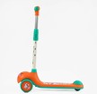 Самокат дитячий 3-х колісний, Skyper LH-12705 помаранчево-зелений, колеса PU Ø112mm зі світлом, музика та підсвічування платформи, кермо з`ємне фото westvelo.com