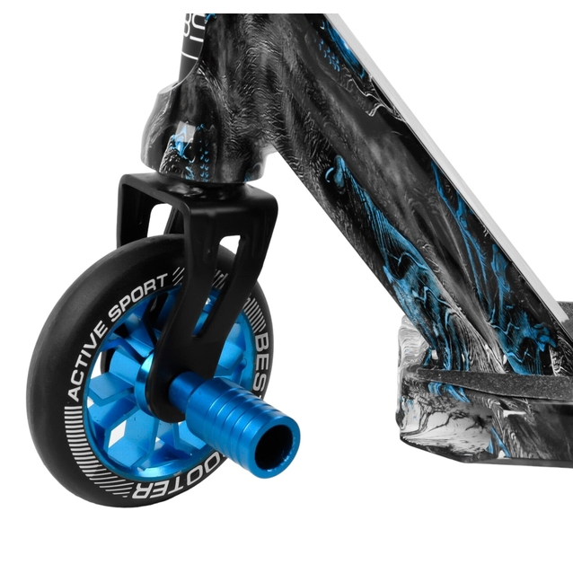 Самокат трюковий Best Scooter «SKULLS» BS-77566 чорно-синій, HIC-система, пеги, AL диск та дека, колеса PU Ø110mm, ширина керма - 60 см фото westvelo.com