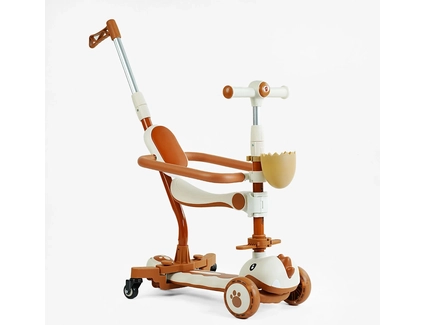 Самокат 5в1 Skyper GL-09077, колеса PU 125х40мм зі світлом, укр озвучування та підсвічування платформи, біло-коричневий