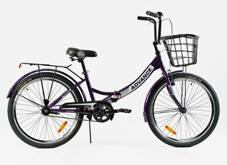 Міський велосипед 24 ST Corso «ADVANCE» AD-24198 (складна рама) сталь 14", фіолетовий (+к/к/б)