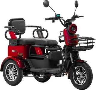 Трицикл Corso «PROTEX» PRX-377405, двигун 1200W, акумулятор 72V/23Ah графеновий, червоний + 1 ящик. акум, колеса 10"