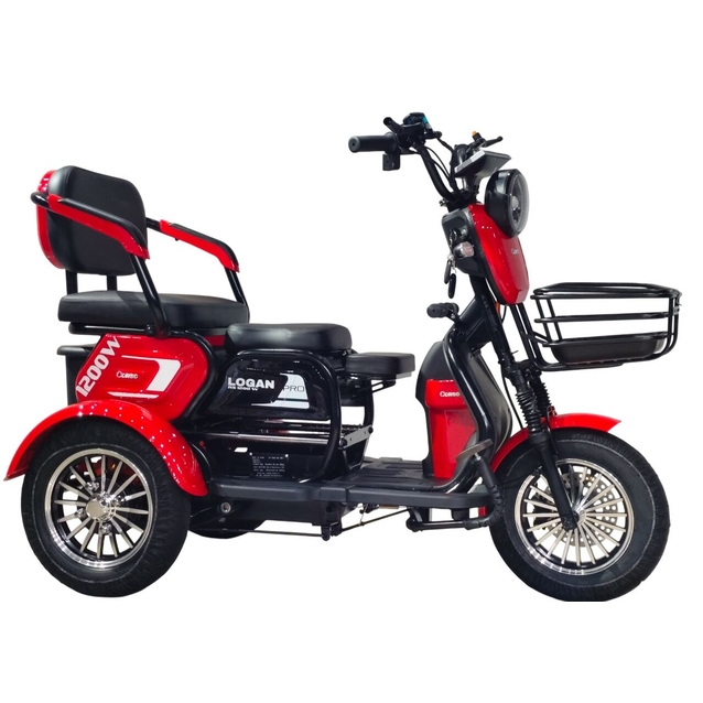 Трицикл Corso «LOGAN PRO» LN-617082, двигун 1200W, акумулятор 72V 28Ah графеновий, червоний + 1 ящик. акум, колеса 10" фото westvelo.com