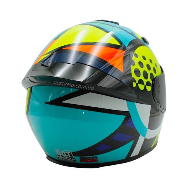 Мото шолом, закритий (M) QIKE Dot "218-1" кольоровий глянцевий фото westvelo.com