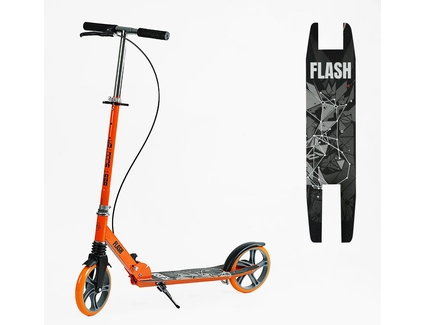 Самокат дитячий 2-х колісний, PU Best Scooter «FLASH» FL-80811 помаранчевий, Ø200mm, ручне гальмо, 1 амортизатор передній