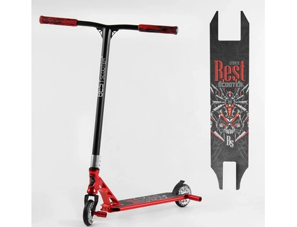 Самокат трюковий Best Scooter «SPIDER» 28536 червоний, HIC-система, пеги, AL диск та дека, колеса PU Ø110mm, ширина керма - 60 см