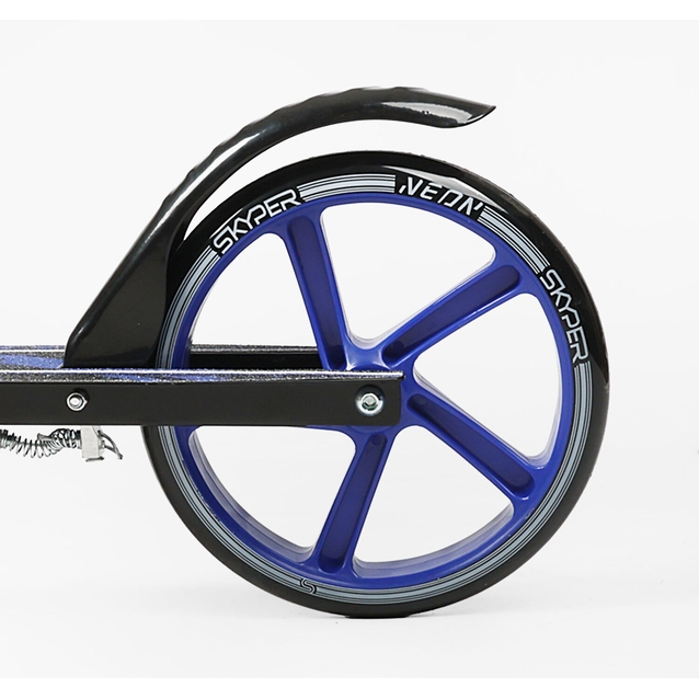 Самокат дитячий 2-х колісний, PU Skyper «NEON» N-43670 синій, Ø200mm, ST, ручне гальмо фото westvelo.com