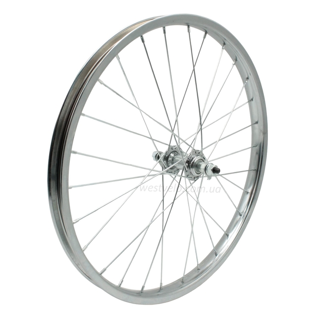 Колесо 20 перед, обід нікель, спиця 2мм, втулка М на віночках,з фліпером. фото westvelo.com