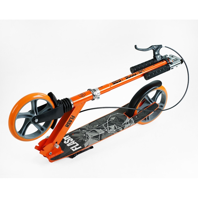 Самокат дитячий 2-х колісний, PU Best Scooter «FLASH» FL-80811 помаранчевий, Ø200mm, ручне гальмо, 1 амортизатор передній фото westvelo.com