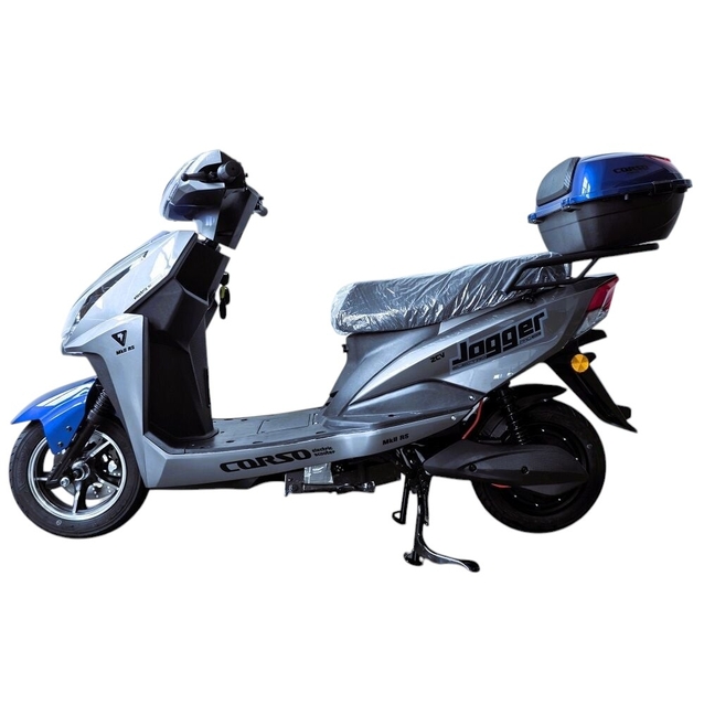 Електроскутер Corso «JOGGER» JG-417009, двигун 1500W, акумулятор 72V/25Ah свинцево-кислотний, сіро-синій + 1 ящик. акум, колеса 10" фото westvelo.com