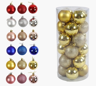 Новорічні прикраси 24 шт, 6 видів, кульки, D = 6 см, в слюді, ВИДАЄТЬСЯ ТІЛЬКИ МІКС ВИДІВ (C 67711)