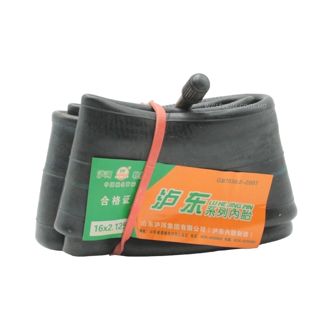 Камера 16 (2.125) до електровелосипеда, китай, кривий ніпель LU HE фото westvelo.com