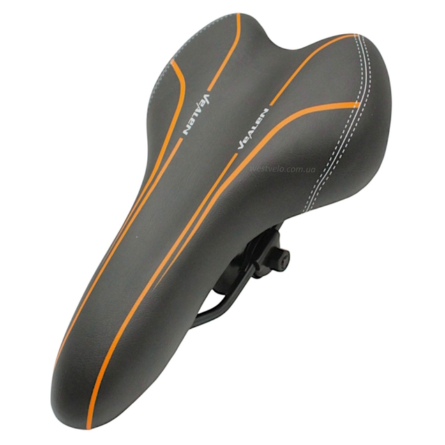 Сідло мтв VeAlen WL-1090 B-3 (+ замок) чорне з помаранчевою полосою фото westvelo.com