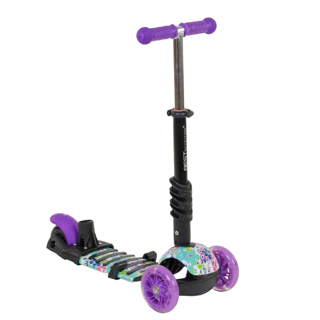 Самокат 5в1 Best Scooter 68995, колеса PU 120х90mm зі світлом, фіолетовий