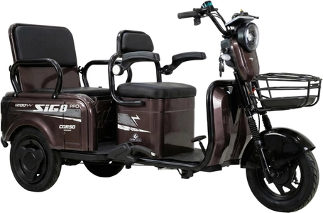 Трицикл Corso «SIG-8 Pro» SP-917084, двигун 1200W, акумулятор 72V 28Ah графеновий, коричневий + 1 ящик. акум, колеса 10"