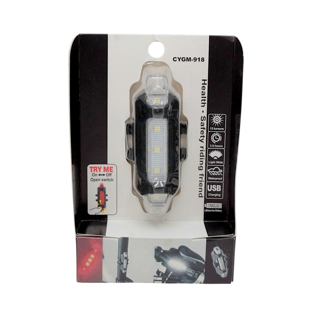 Мигалка зад DC-918, з акумулятором, на usb зарядку, біла фото westvelo.com
