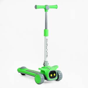 Самокат дитячий 3-х колісний, Skyper RD-8214 салатово-сірий, колеса PU Ø125mm зі світлом, музика та підсвічування платформи, складне кермо