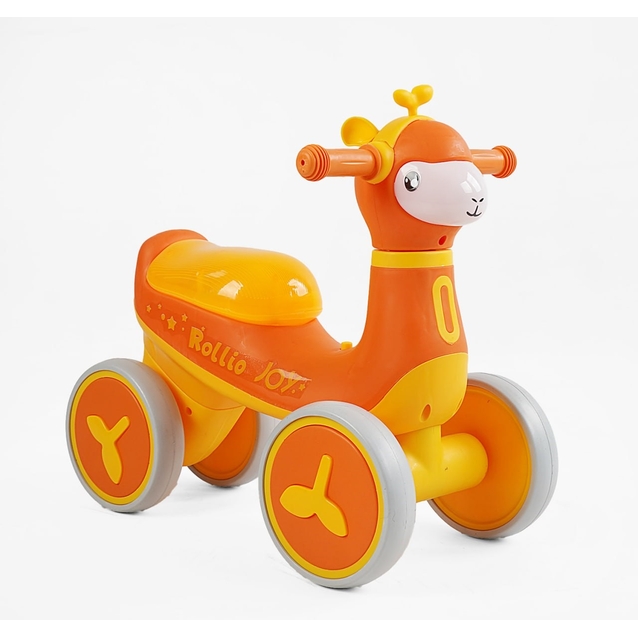 Велобіг 4-ьох колісний PU, рама сталь/пластик, «JOY» JS-77300 помаранчево-жовтий, УКРАЇНСЬКЕ ОЗВУЧУВАННЯ та підсвічування фото westvelo.com