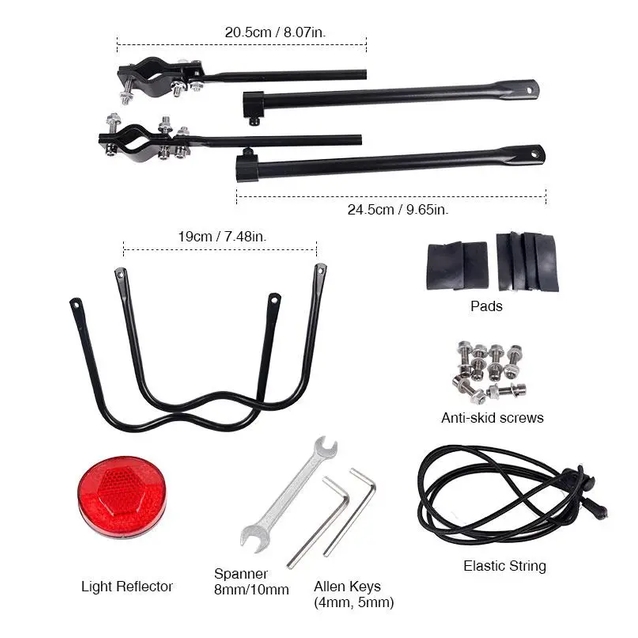 Багажник консольний на трубу сідла, алюміній AFT-133 з підпорами (болти) + катафот фото westvelo.com