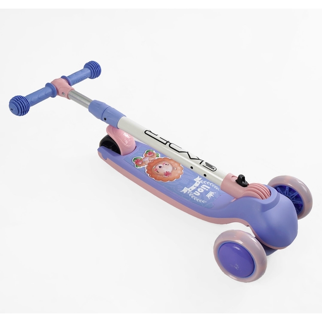 Самокат дитячий 3-х колісний Skyper MR-03465 фіолетовий, колеса PU Ø114mm/35mm зі світлом, музика та підсвічування платформи, кермо складне фото westvelo.com