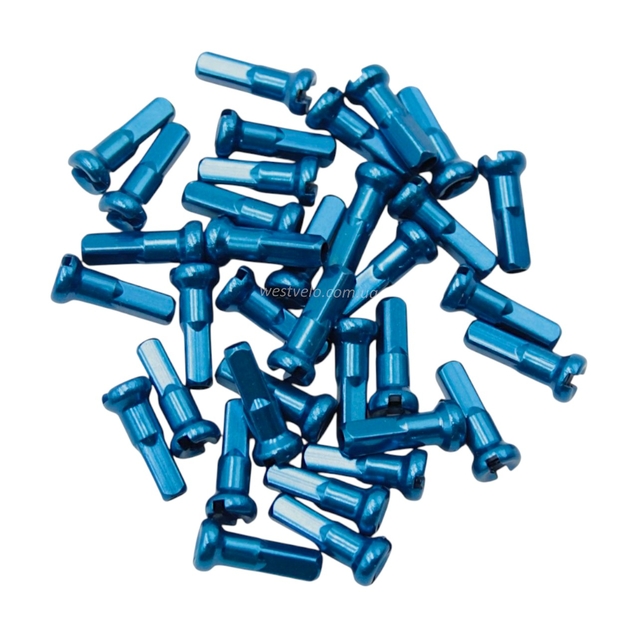 Головка (ніпель) NIPPLE, на Ø2мм спицю, алюміній, синій, 14G (Germany) фото westvelo.com