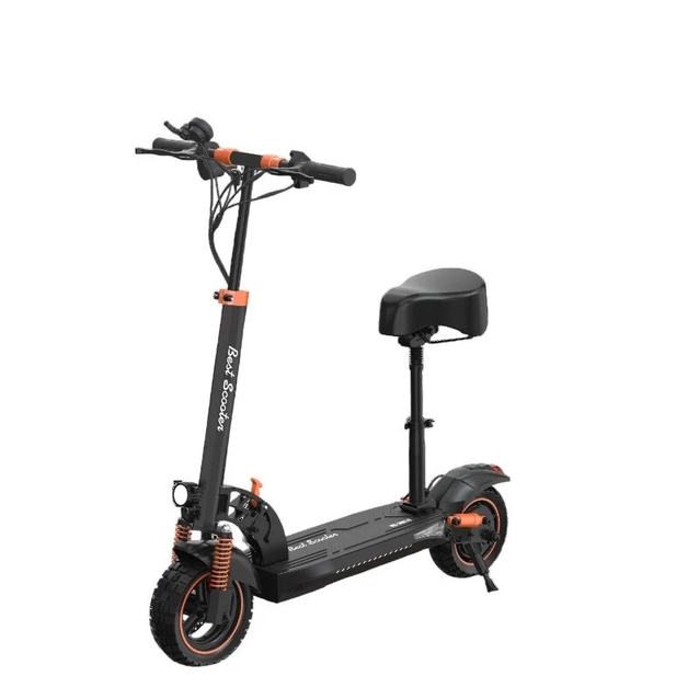 Електросамокат Best Scooter MS-30819 двигун 800W, акумулятор літієвий 48V 15Ah з сидінням, складний, колеса 10, чорно-помаранчевий фото westvelo.com
