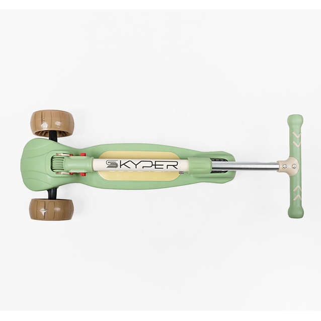 Самокат дитячий 3-х колісний Skyper LH-S 110/20 зелений, колеса PU Ø125mm/55mm зі світлом, УКРАЇНСЬКЕ ОЗВУЧУВАННЯ та підсвічування платформи, кермо складне фото westvelo.com