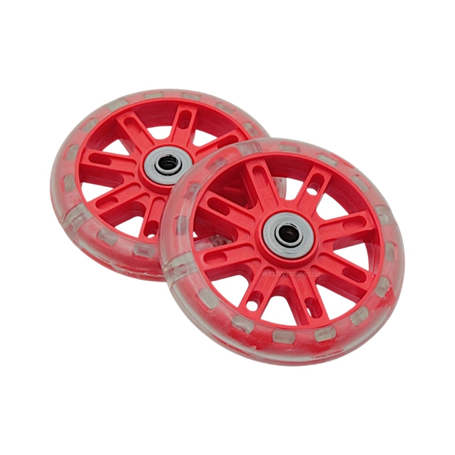 Бокові дитячі колеса (Ø 16) гелеві, діодні, червоні фото westvelo.com