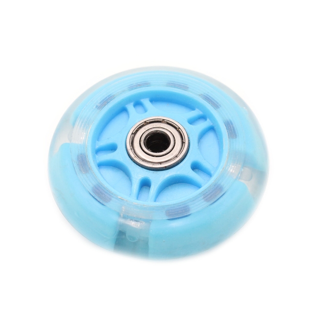 Колесо самоката дитячого пластик Ø80-22мм, діодне, синє фото westvelo.com